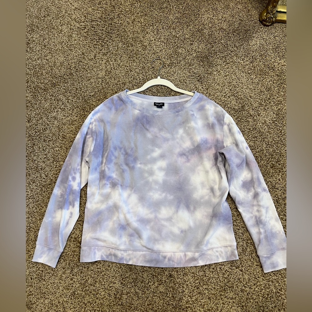 Splendid waffle knit long sleeve top purple tie dye